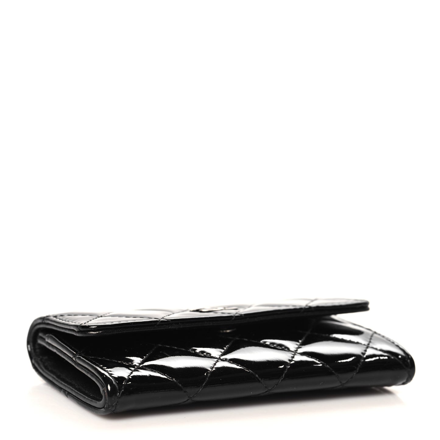 Patent Quilted Flap Card Holder Black