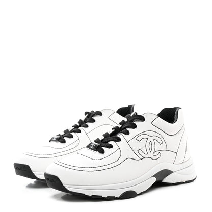 Chanel Cotton Sneakers 39 White Black 3 of 9
