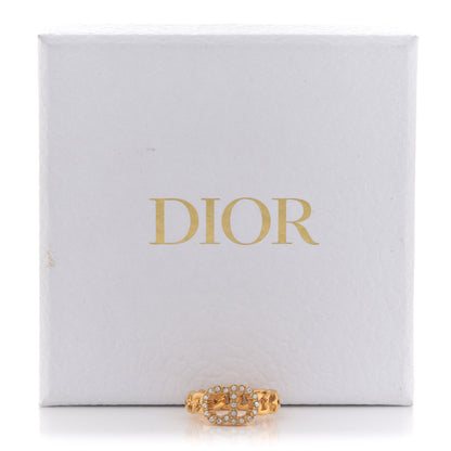 Christian Dior Metal Crystal Danseuse Etoile Chain Ring 54 7 Gold 5 of 5