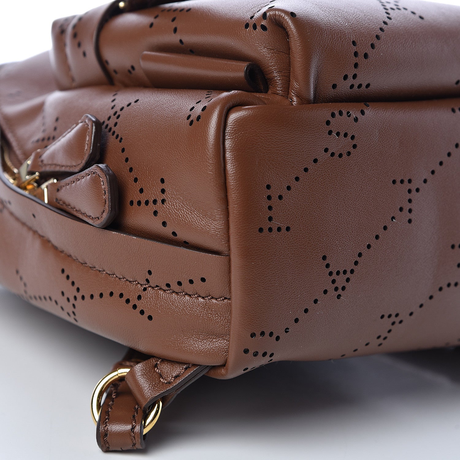 Stella McCartney Eco Alter Nappa Perforated Logo Mini Backpack Brown 9 of 11