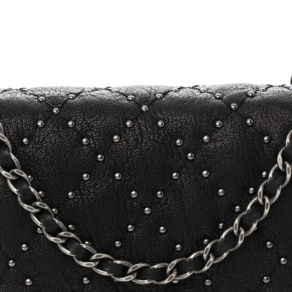 Chanel Crumpled Lambskin Studded Paris Dallas Wallet On Chain WOC Black 9 of 14