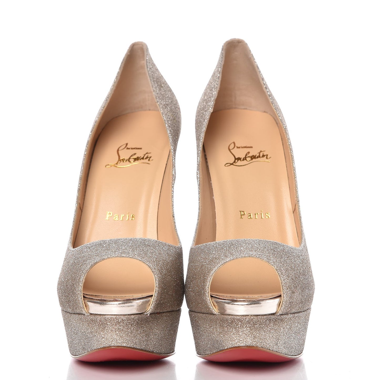 Mini Glitter Lady Peep 150 Pumps 39 Ivory Havana Beige