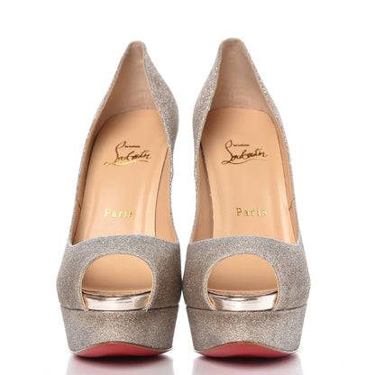 Christian Louboutin Mini Glitter Lady Peep 150 Pumps 39 Ivory Havana Beige 2 of 12