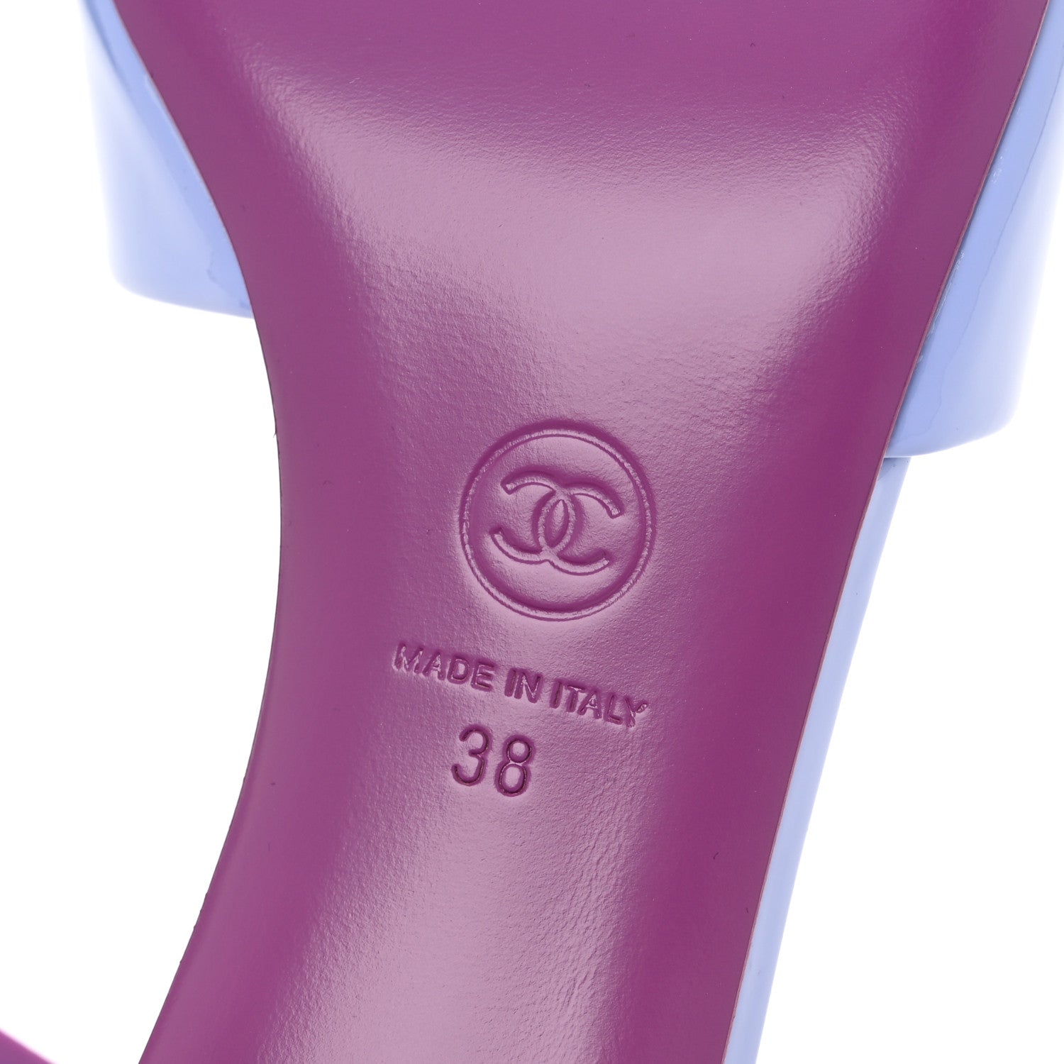 Chanel Patent Calfskin CC Mules 38 Light Purple Dark Purple