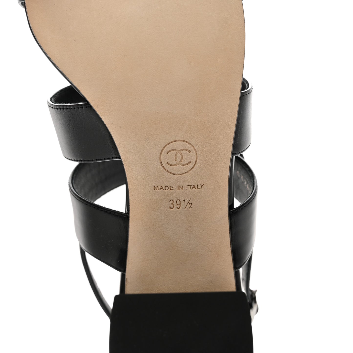 Calfskin CC Turnlock Sandals 39.5 Black