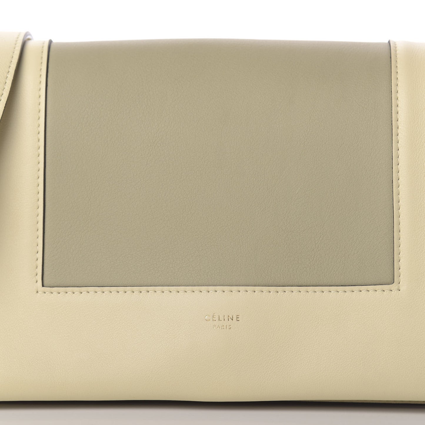 Shiny Smooth Calfskin Medium Frame Shoulder Bag Chalk Mastic