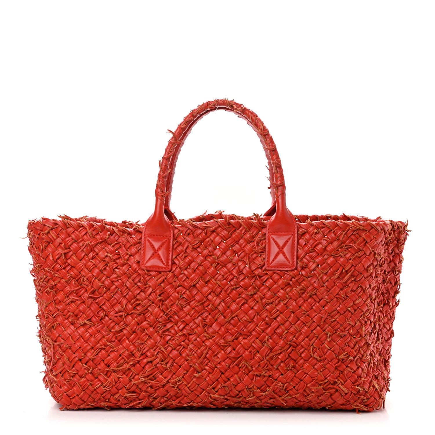Bottega Veneta Chevre Intrecciato Fringe Netted Medium Cabat Tote Red 3 of 13