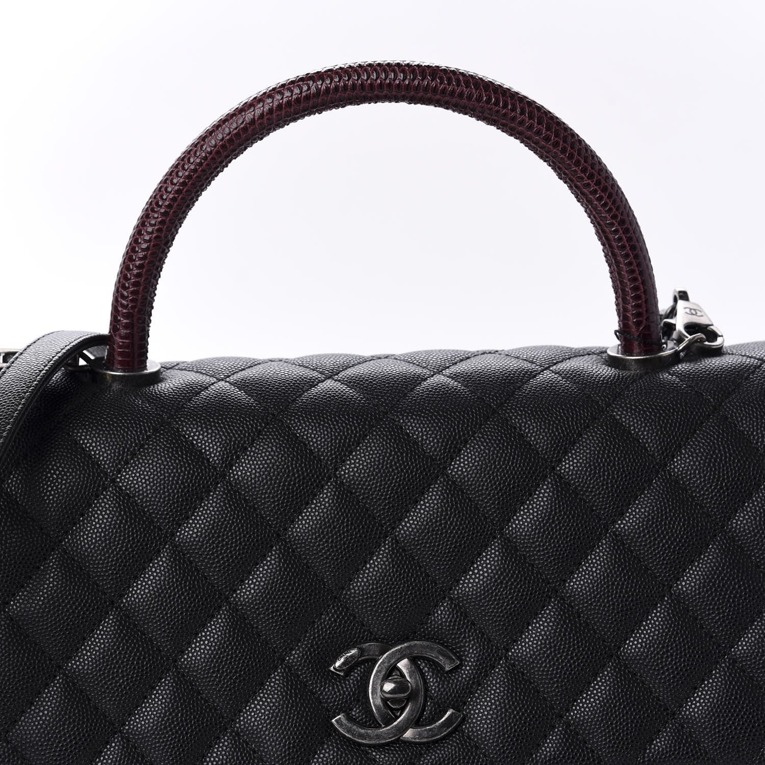 Chanel Caviar Lizard Quilted Small Coco Handle Flap Black 10 of 11
