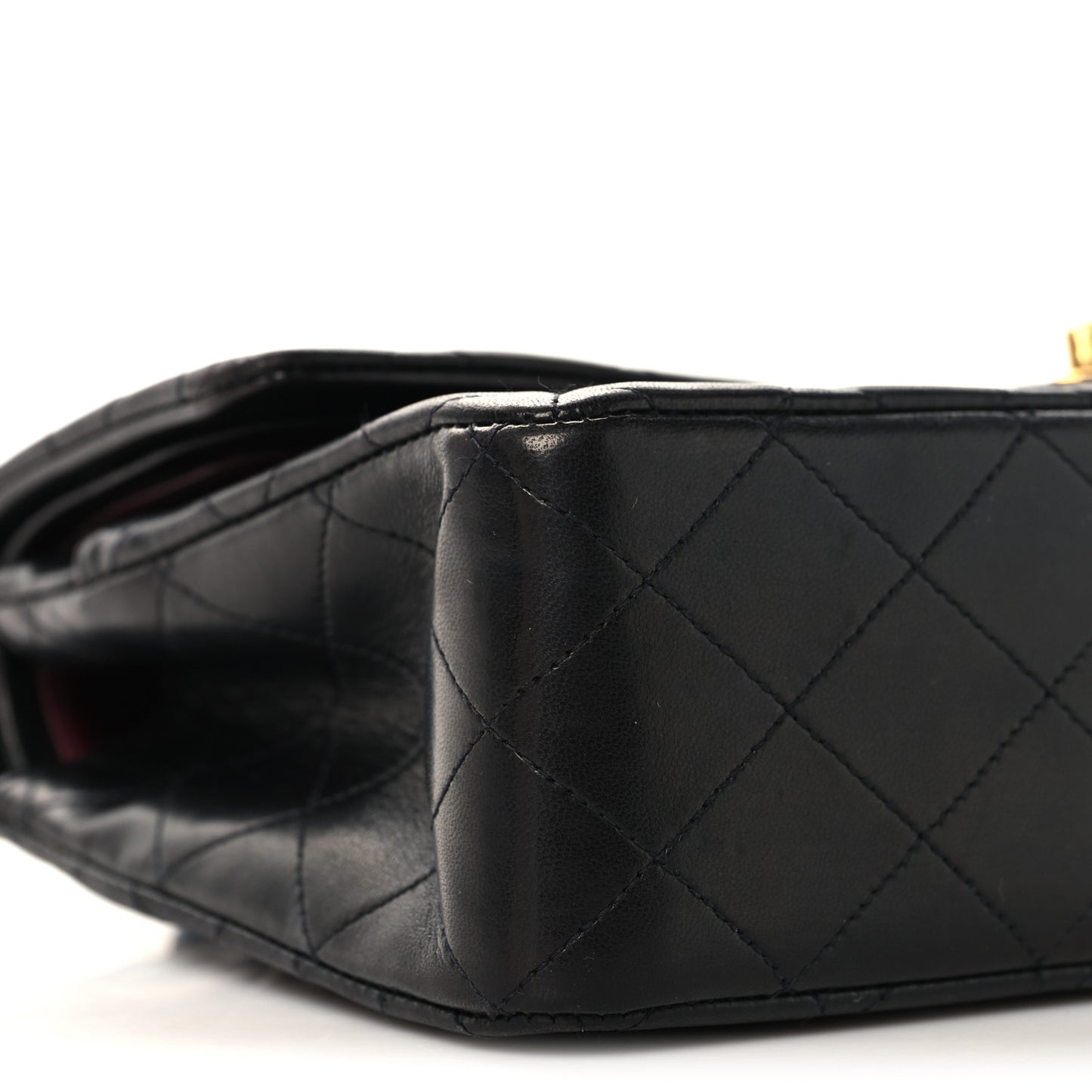 Lambskin Quilted Medium Double Flap Black