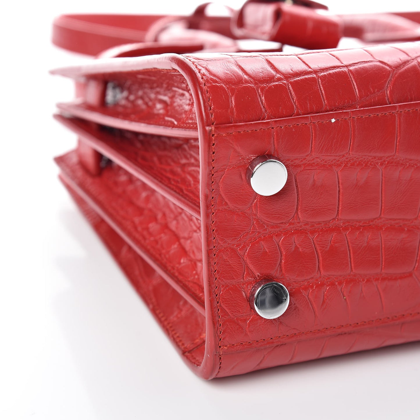 Calfskin Crocodile Embossed Nano Sac De Jour Dark Red
