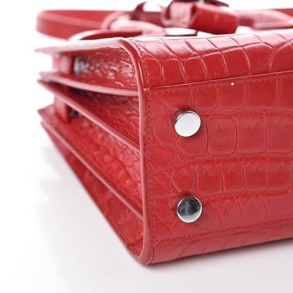 Saint Laurent Calfskin Crocodile Embossed Nano Sac De Jour Dark Red 5 of 10