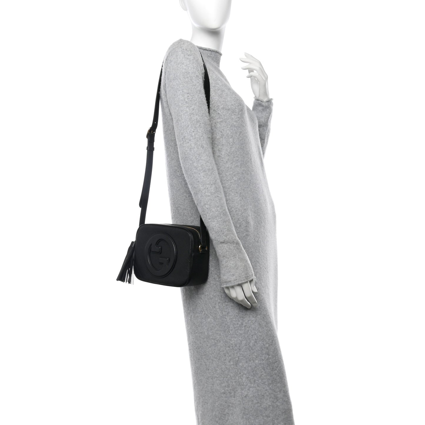 Sakai Be Green Calfskin Diagonal Stitched Small Blondie Shoulder Bag Black
