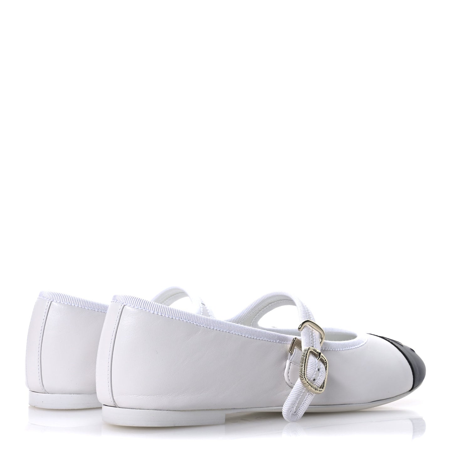 Lambskin Mary Jane Flats 37.5 White Black