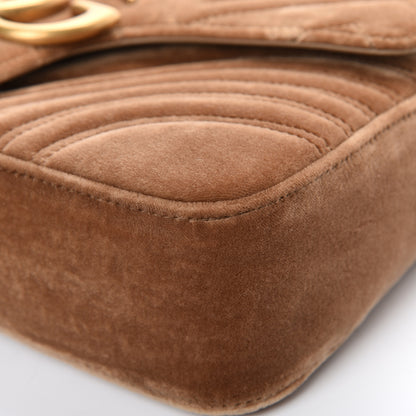 Gucci Velvet Matelasse Medium GG Marmont Shoulder Bag Taupe 9 of 14