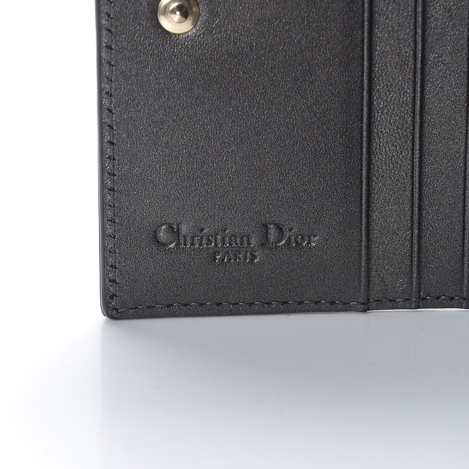 Christian Dior Metallic Grained Calfskin Cannage Lady Dior French Wallet Gunmetal 7 of 11