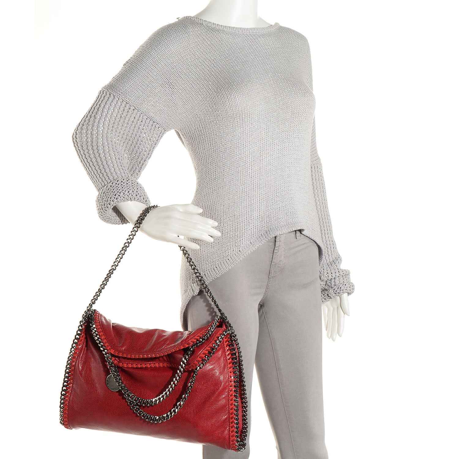Stella McCartney Faux Leather Shaggy Deer Small Falabella Flame 2 of 8