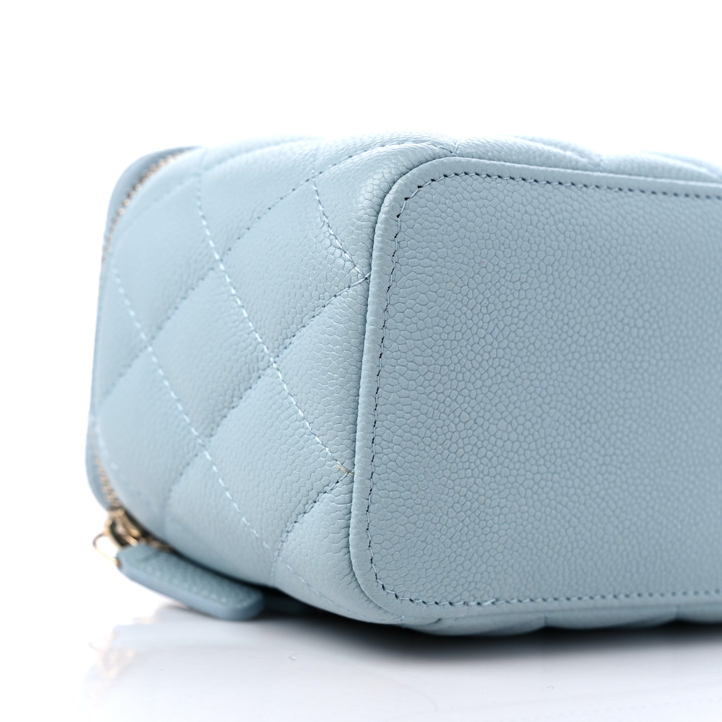 Caviar Quilted Small Tiny CC Vanity Case With Chain Light Blue