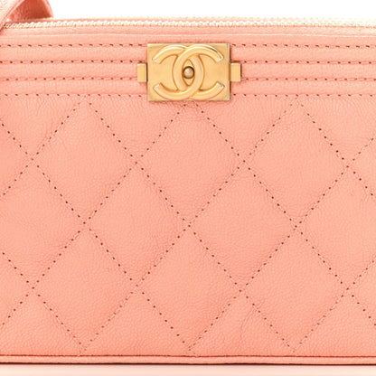 Chanel Caviar Quilted Small Boy Clutch With Chain Light Pink 10 of 14