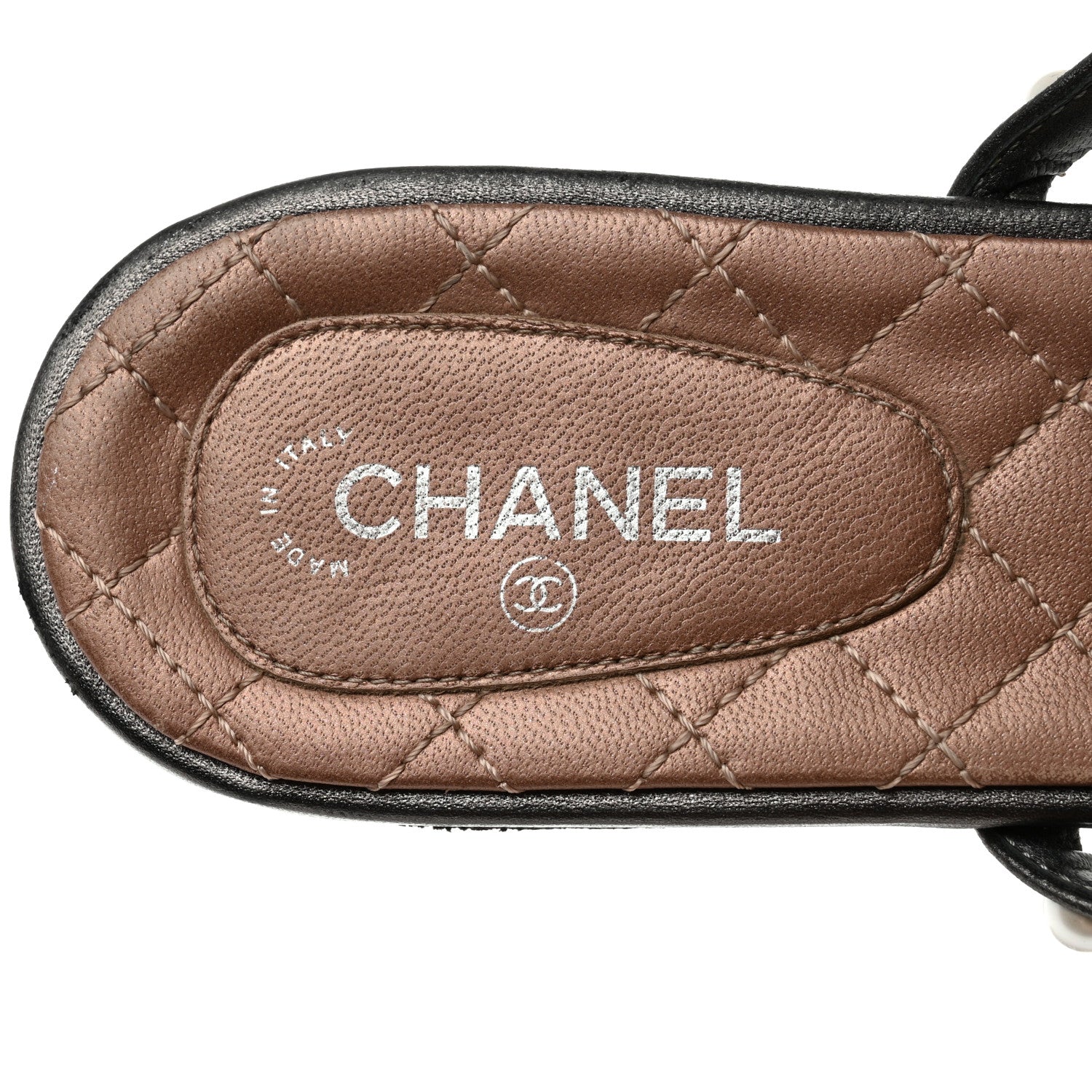 Chanel Lambskin Pearl Sandals 41 Black 7 of 7