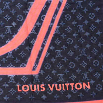 Louis Vuitton Silk Monogram Upside Down Scarf Marine 3 of 4