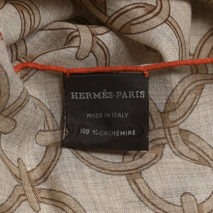 Hermes Cashmere Maillons Et Chaines Rectangle Beige Chine Brun Orange 4 of 4