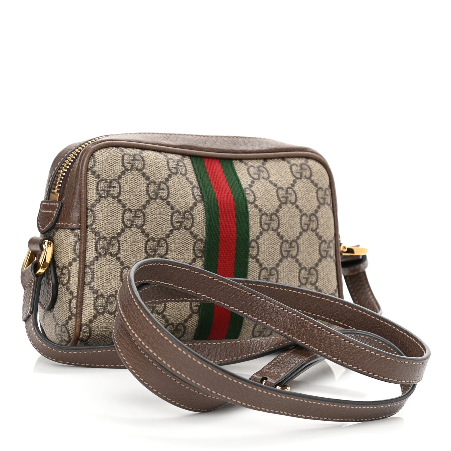 GG Supreme Monogram Web Mini Ophidia Shoulder Bag Brown
