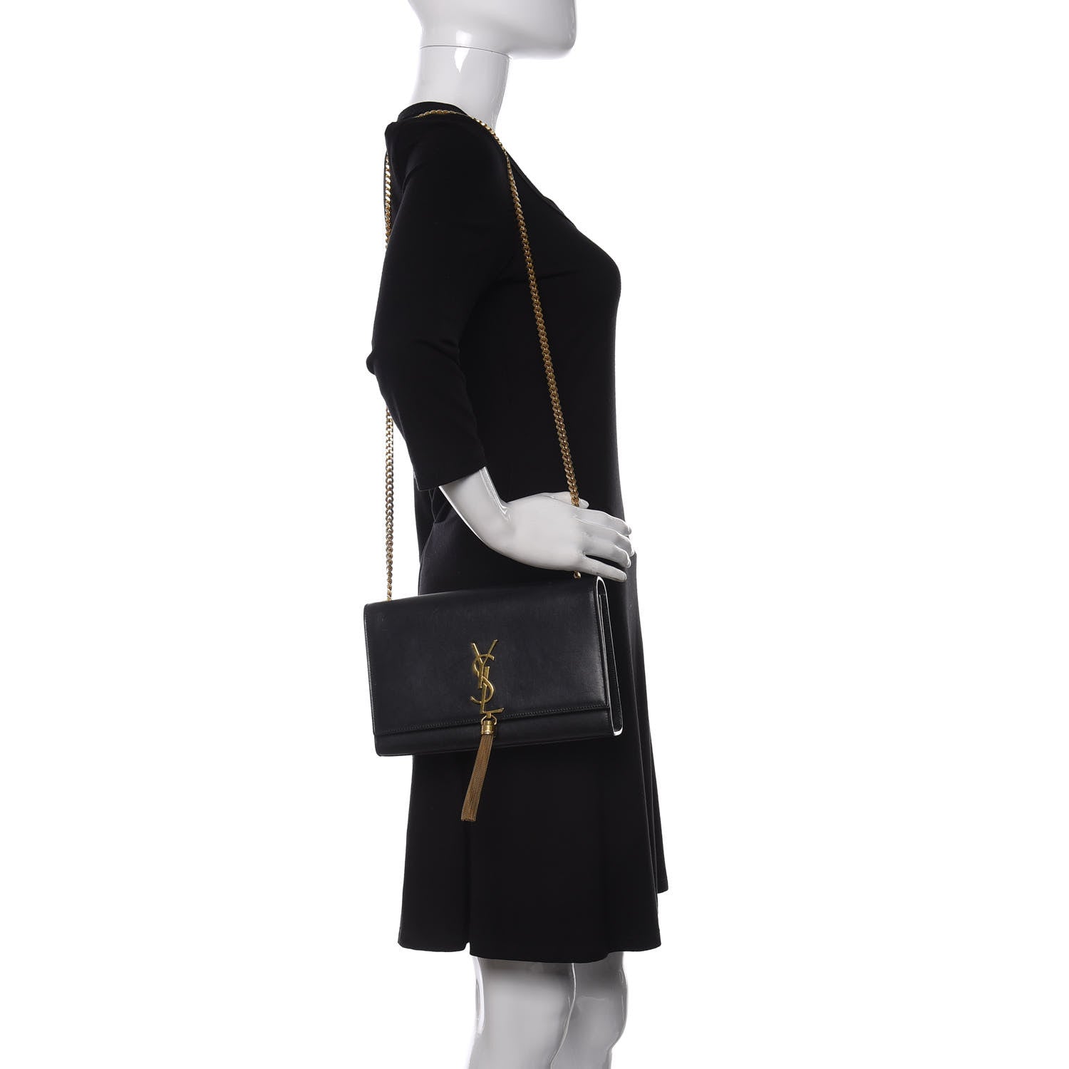 Saint Laurent Smooth Calfskin Medium Classic Monogram Kate Tassel Satchel Black 2 of 11