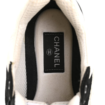 Chanel Mesh Suede Grained Calfskin Womens CC Sneakers 39.5 Black White 7 of 13
