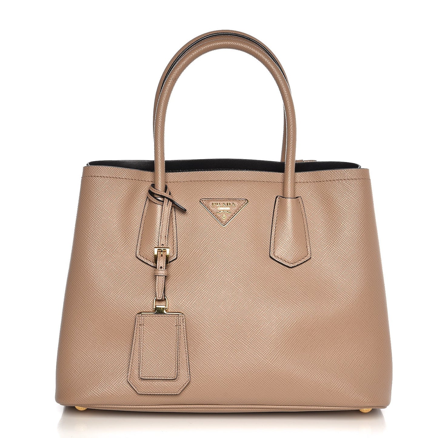 Saffiano Cuir Small Double Bag Cammeo Nero Black