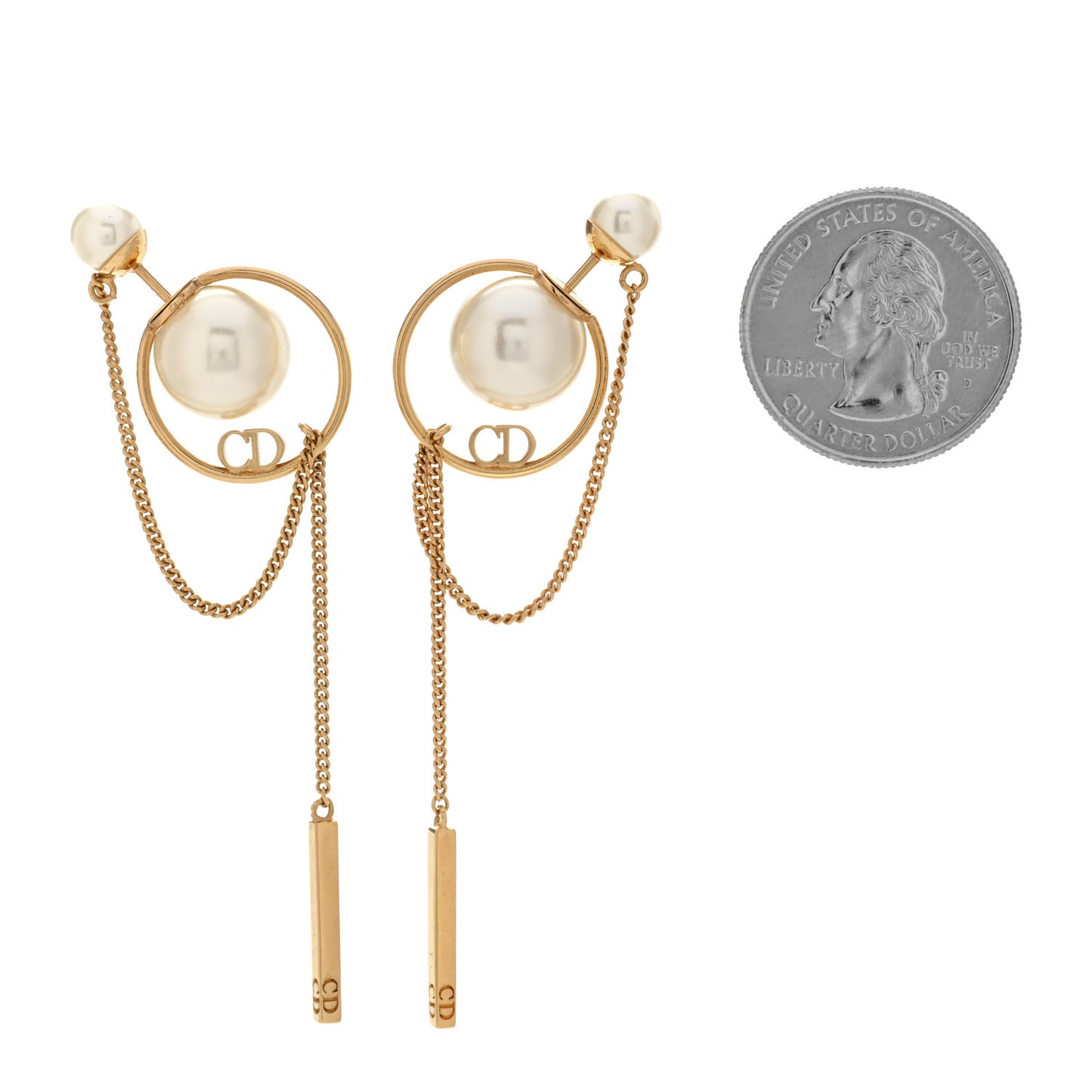 Pearl Tribales Dangle Chain Earrings Gold
