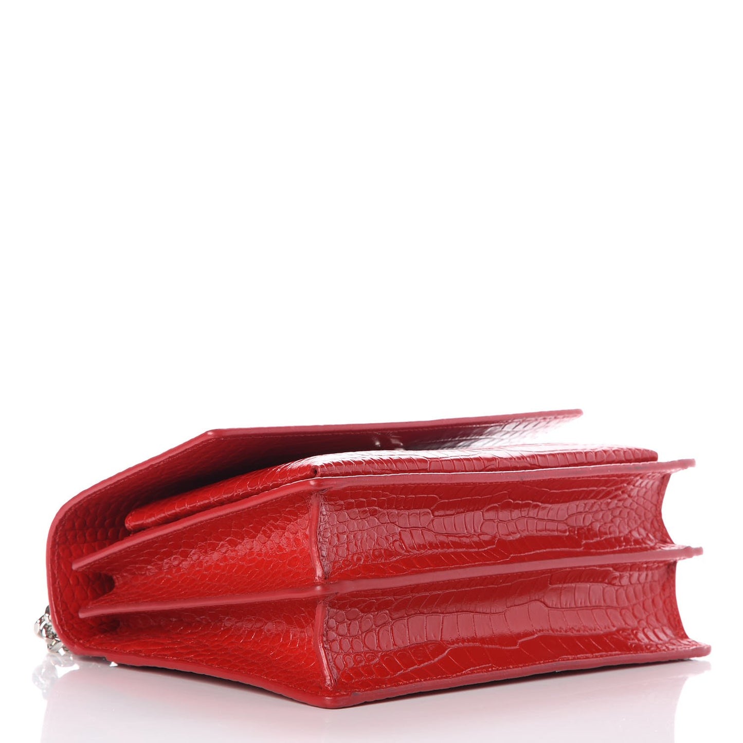 Calfskin Crocodile Embossed Medium Monogram Sunset Rouge Eros