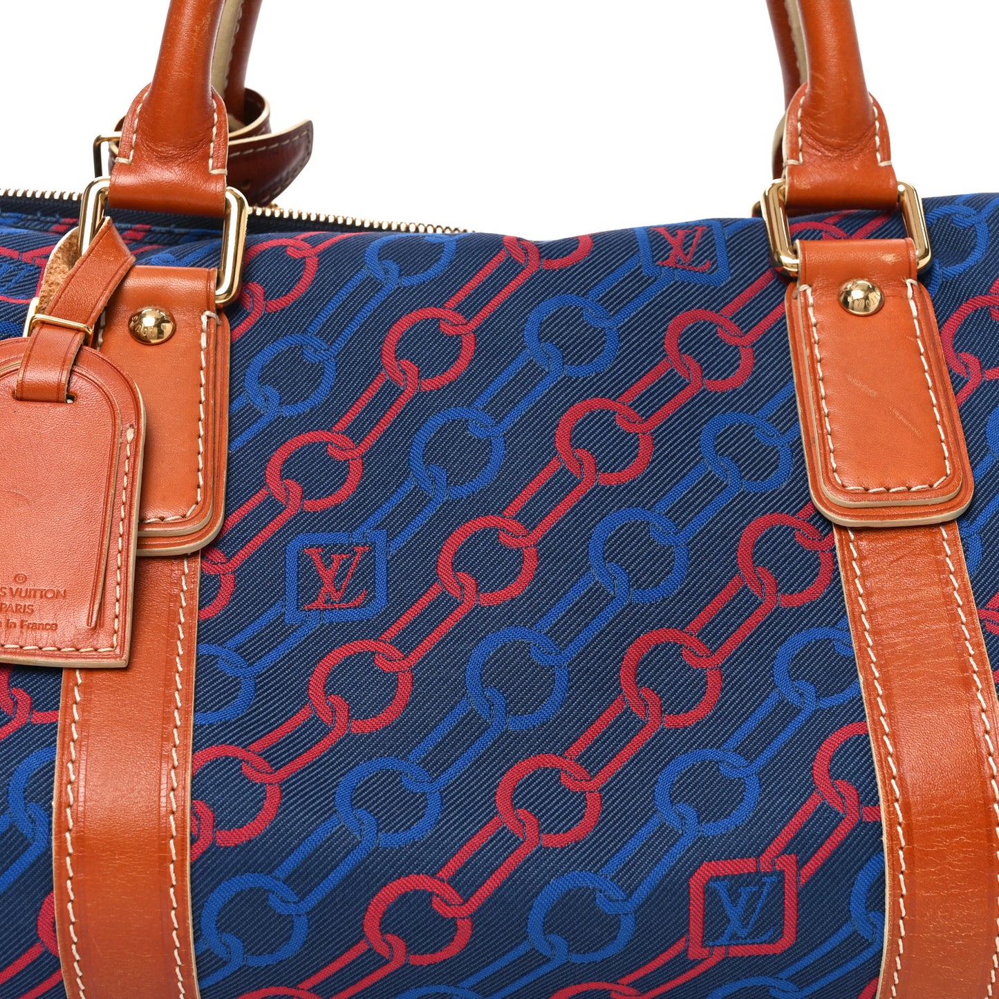 Calfskin Canvas Ouvea Keepall 40  Blue Red