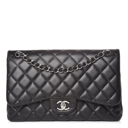 Chanel Lambskin Quilted Jumbo Double Flap Black 1 of 14