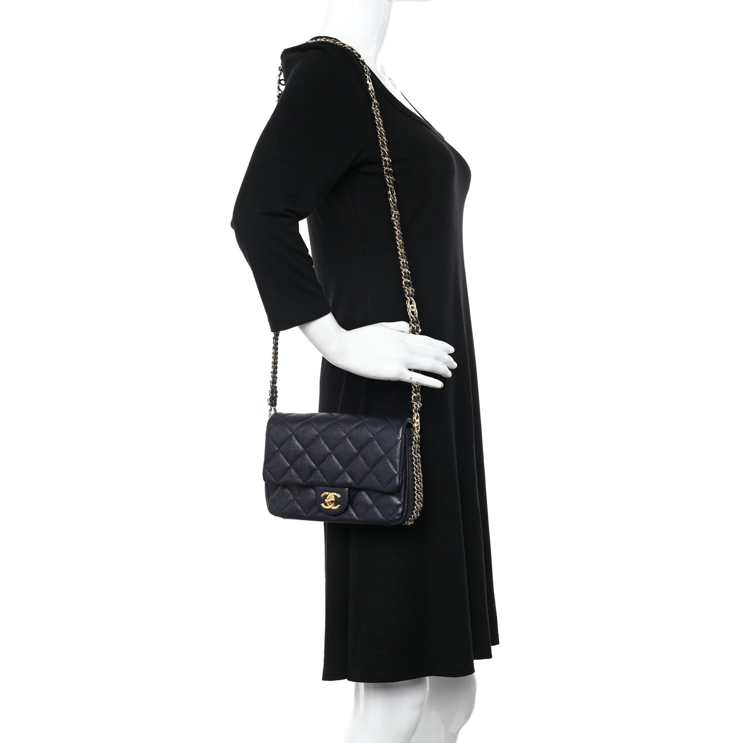 Caviar Quilted Mini CC You Flap Navy