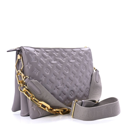 Louis Vuitton Lambskin Embossed Monogram Coussin MM Grey 2 of 7