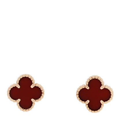 Van Cleef & Arpels 18K Rose Gold Carnelian Sweet Alhambra Earrings 1 of 5