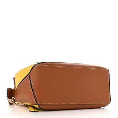 Loewe Calfskin Embroidered Floral Small Puzzle Bag Tan Yellow 4 of 9