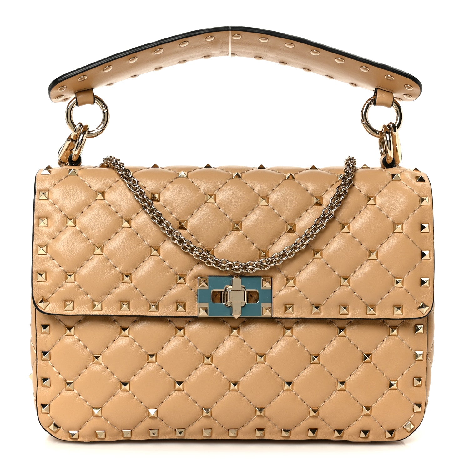 Valentino Garavani Nappa Medium Rockstud Spike Shoulder Bag Soft Noisette 1 of 10