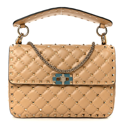 Valentino Garavani Nappa Medium Rockstud Spike Shoulder Bag Soft Noisette 1 of 10