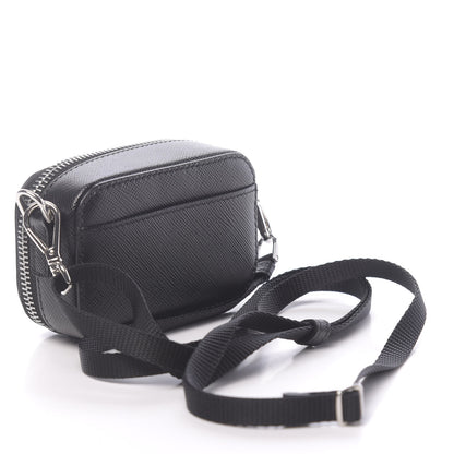 Prada Saffiano Travel Metal Triangle Logo Mini Pouch Shoulder Bag Black 3 of 9