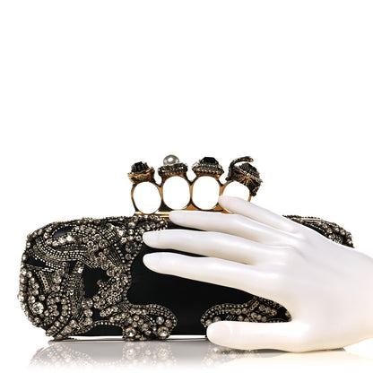 Alexander McQueen Silk Crystal Knucklebox Clutch Black 2 of 12