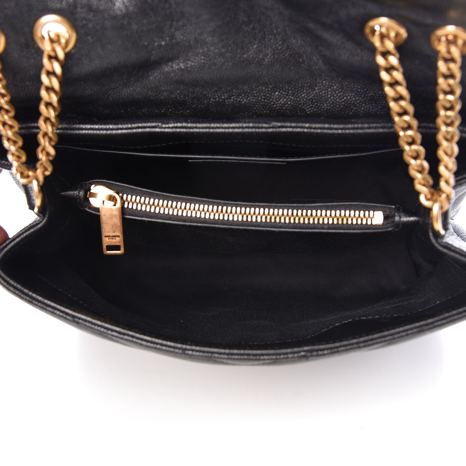 Saint Laurent Grain de Poudre Calfskin Y Quilted Monogram Small Loulou Chain Satchel Black 5 of 10