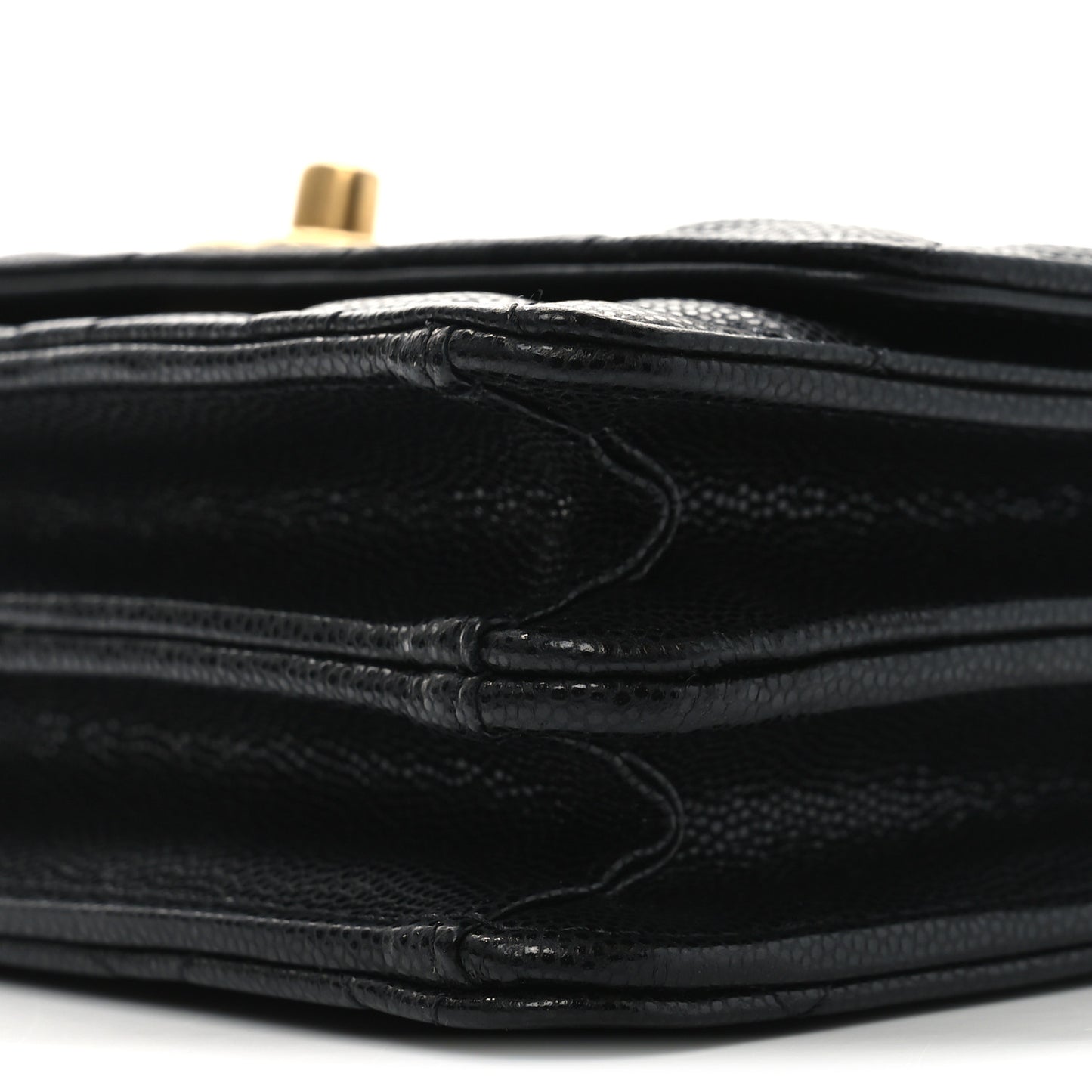 Caviar Quilted Chain Link Clutch With Chain Black