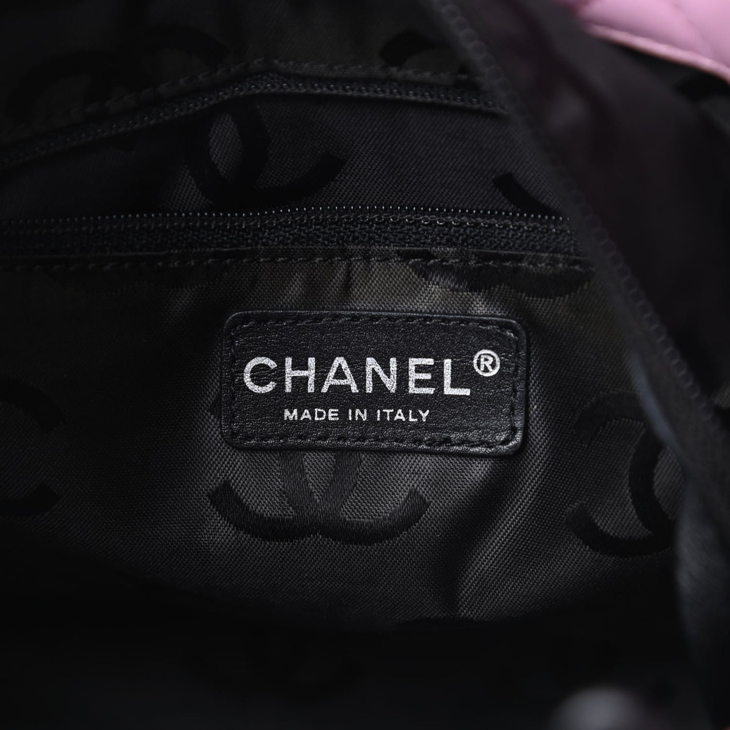 Calfskin Quilted Medium Cambon Tote Pink Black