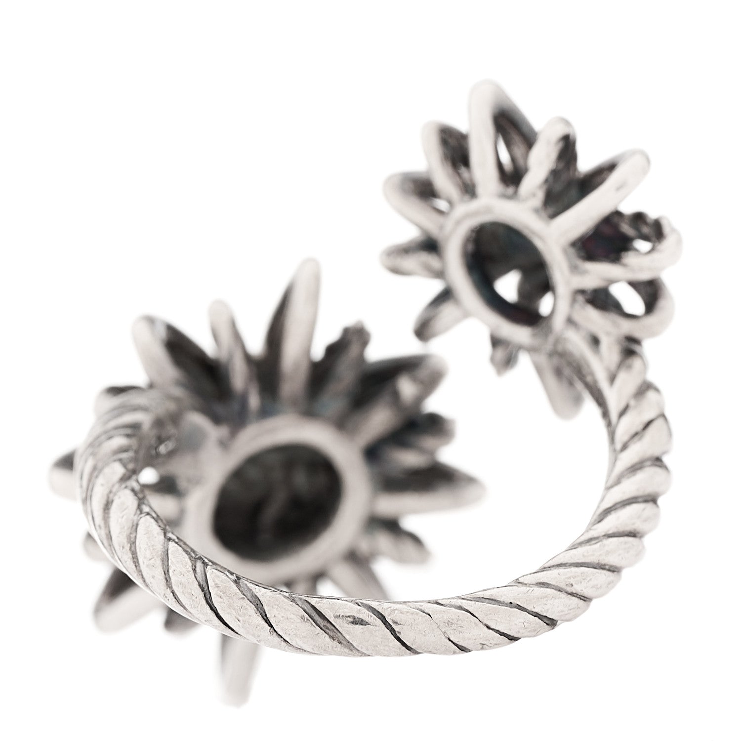 David Yurman Sterling Silver Diamond 28mm Open Starburst Ring 3 of 4