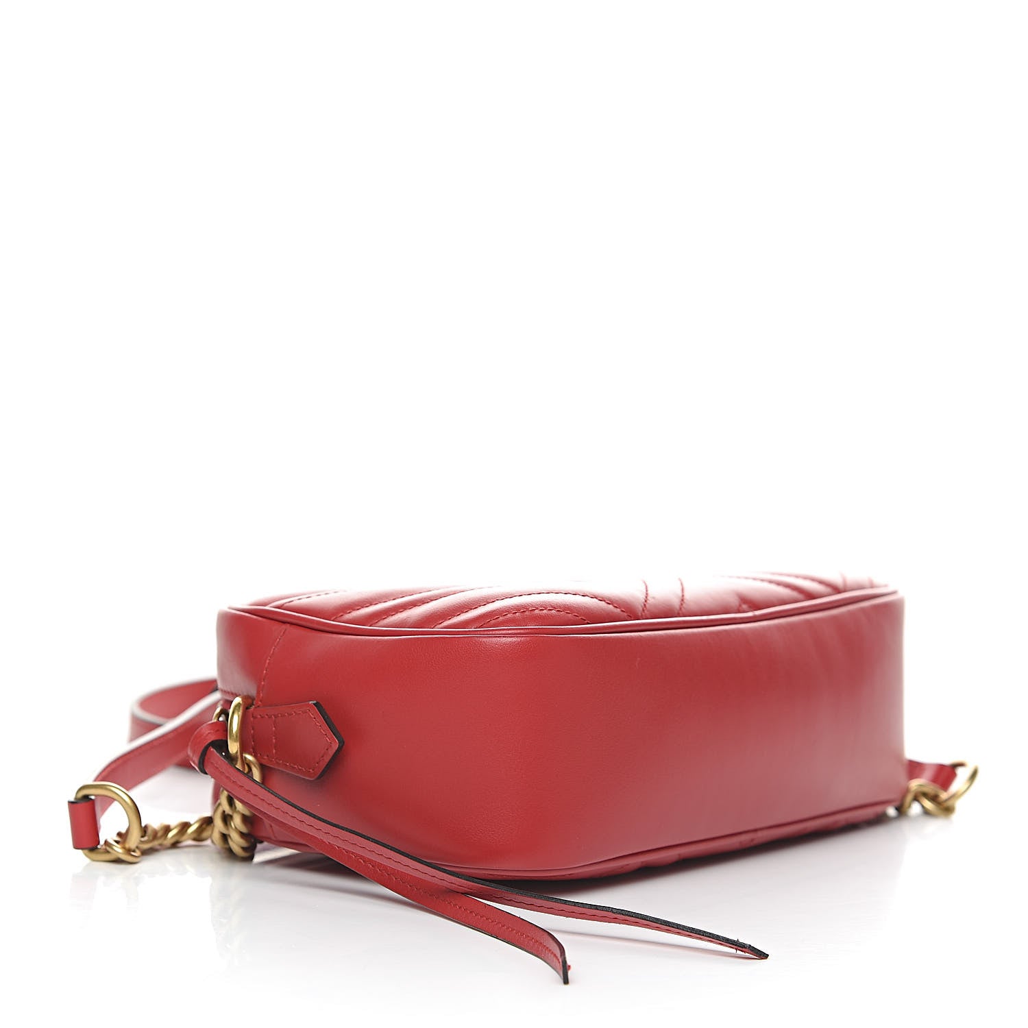 Gucci Calfskin Matelasse Small GG Marmont Chain Shoulder Bag Hibiscus Red 4 of 10
