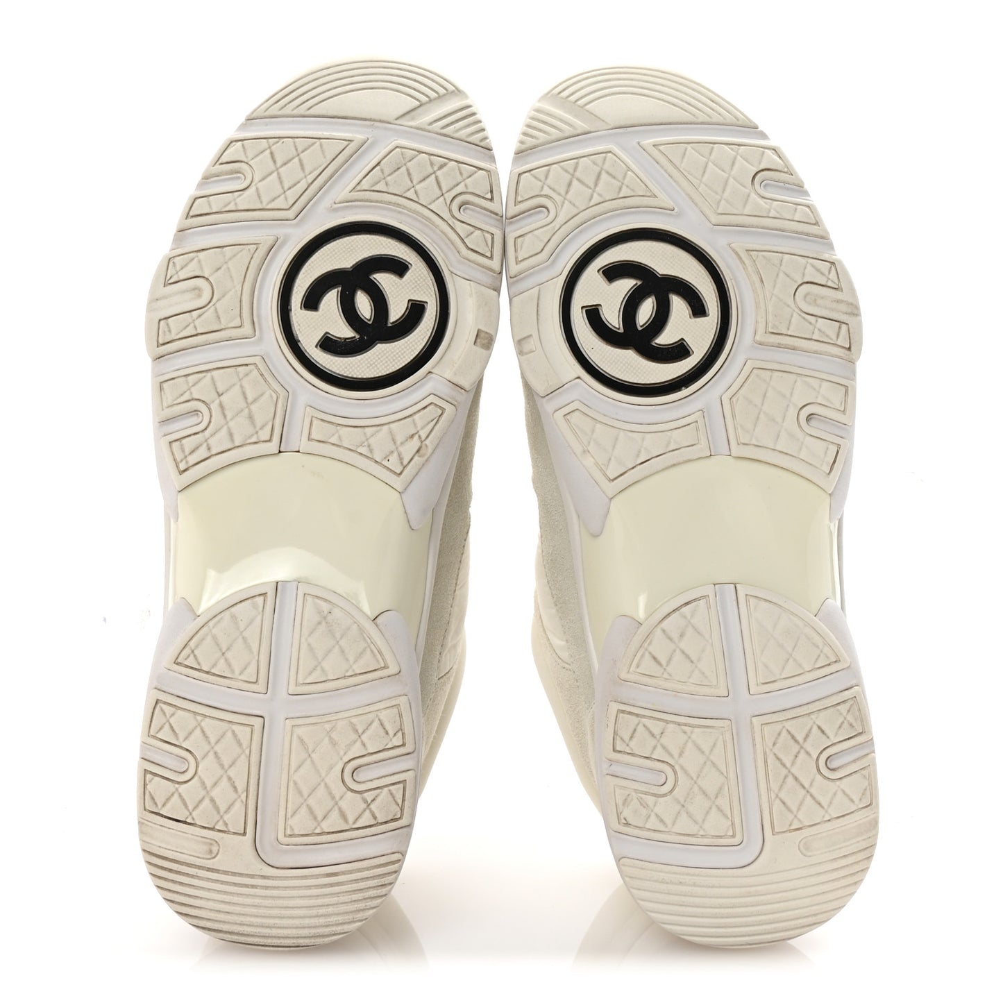 Suede Calfskin Fabric CC Sneakers 38.5 White