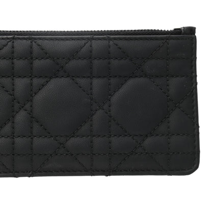 Christian Dior Ultra Matte Lambskin Cannage Small Lady Dior Zip Card Holder Black 10 of 13