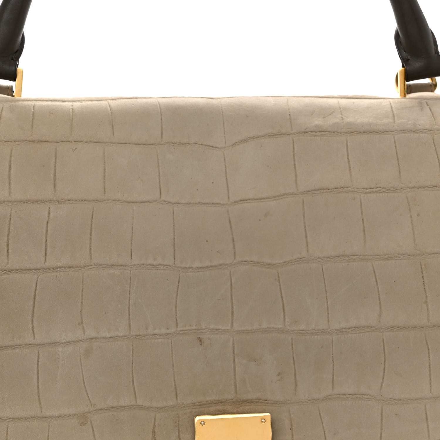 Celine Crocodile Embossed Calfskin Suede Medium Trapeze Taupe 7 of 10