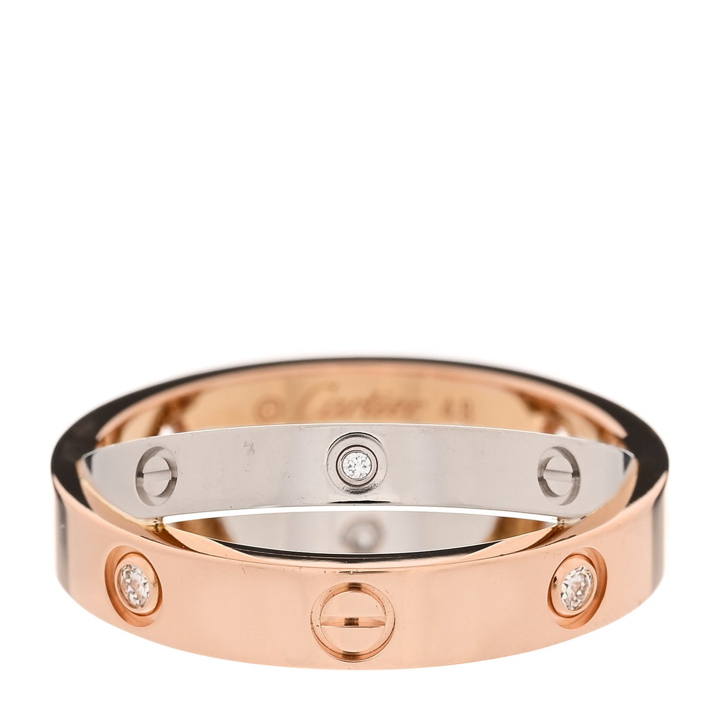 18K Pink White Gold 6 Diamonds LOVE Ring 48 4.5